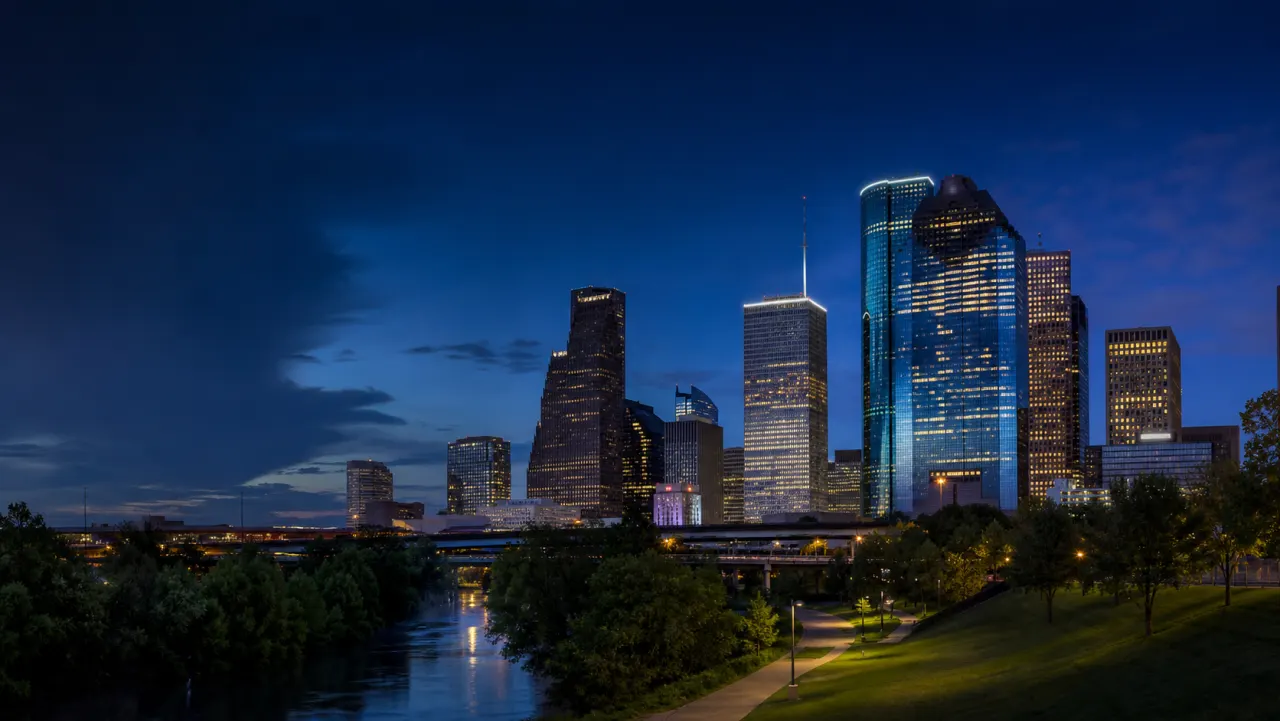Houston skyline at blue hour for Houston Apostille document assistance